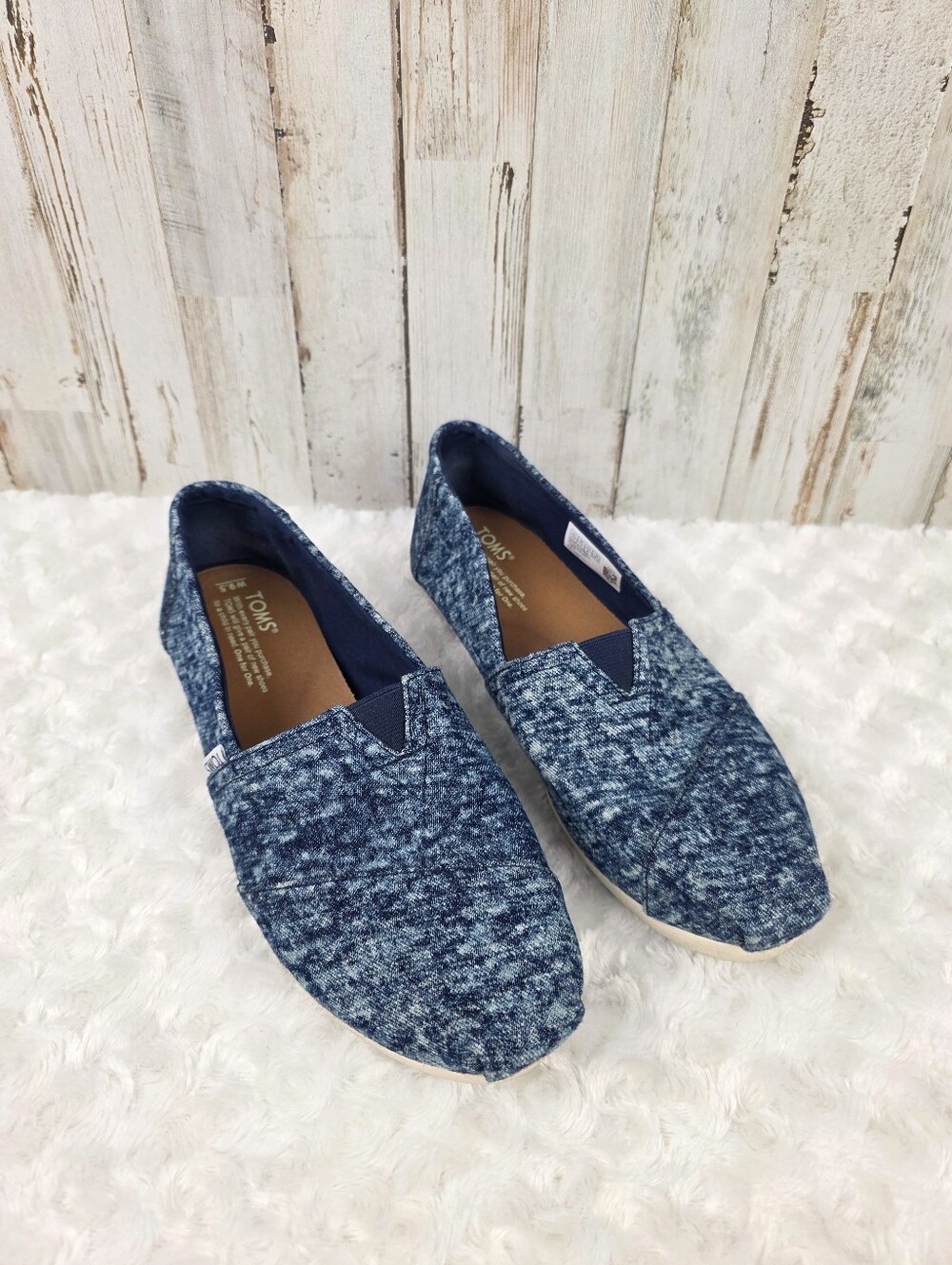 TOMS Blue Knit Classic Alpargata Slip-On Shoes Size 9.5